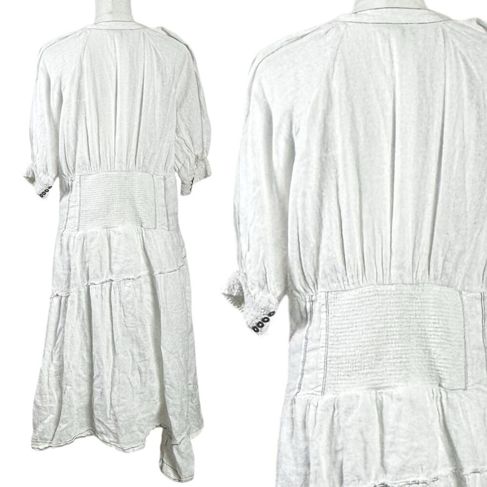 Anthropologie Ethereal Bohemian Linen Corset Midi Shirt Dress White Size Large - Picture 6 of 15